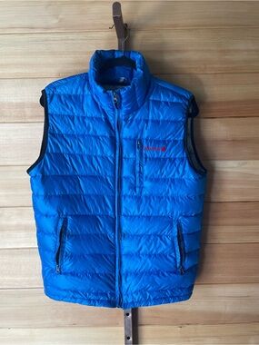LaFuma Men's Blue Quilted Goose Down Puffer Vest with Zip Pockets & Cinch Hem